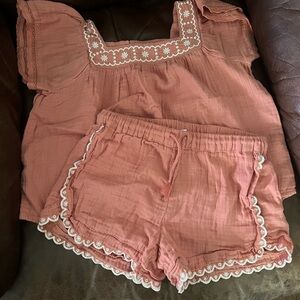 OLD NAVY NWOT Terra Cotta Colored Embroidered Top and Shorts Set